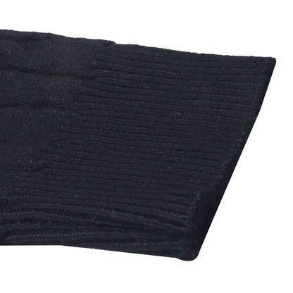 Black Cable Knit Sweater with Pearl Neck
