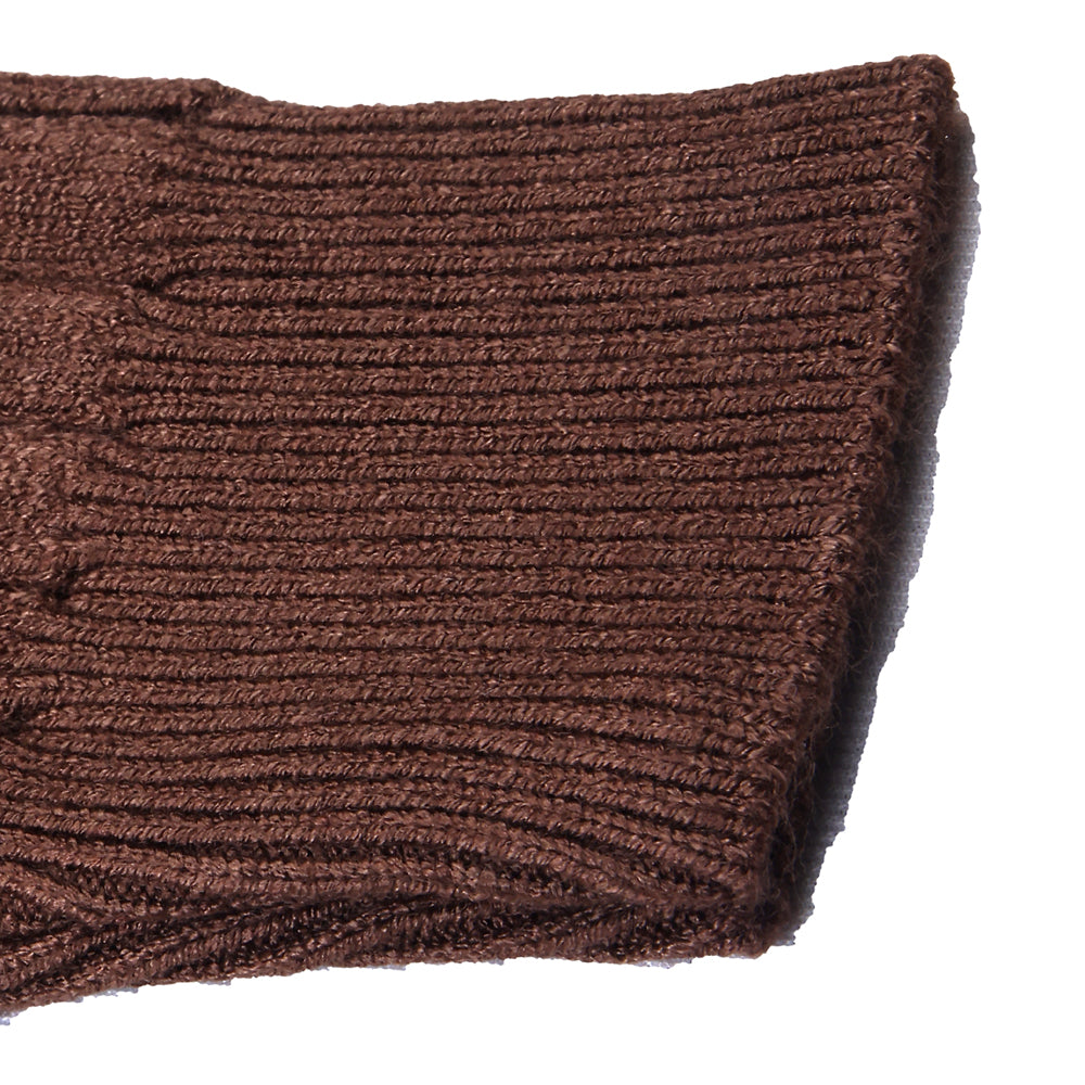 Brown Cable Knit Sweater with Pearl Neck