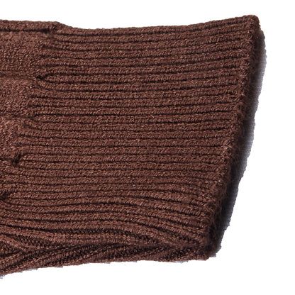 Brown Cable Knit Sweater with Pearl Neck
