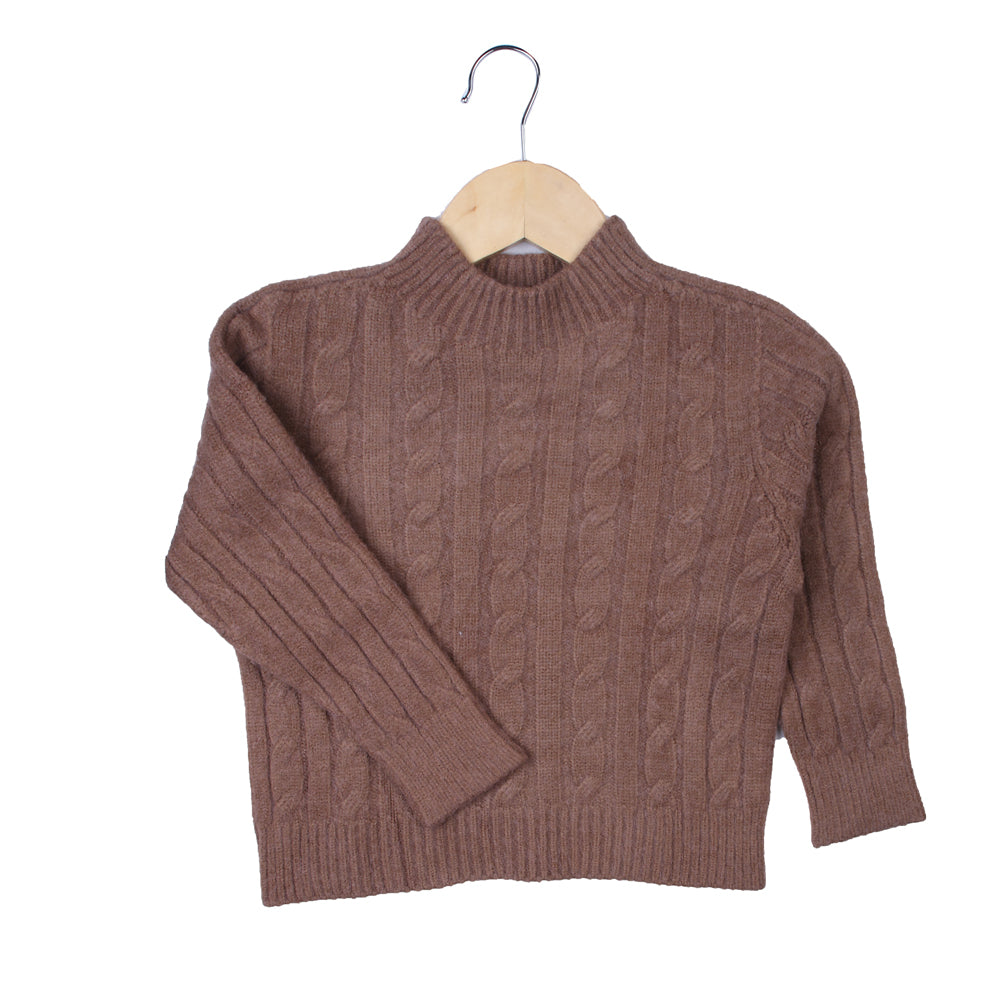 Brown Cable Knit Sweater