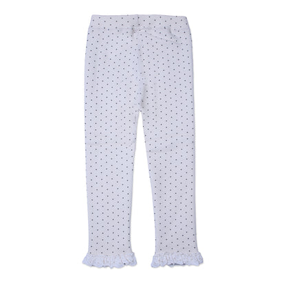 Polka Dot Ribbed Leggings with Lace Trim