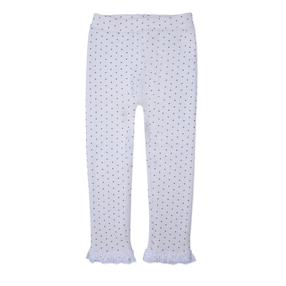 Polka Dot Ribbed Leggings with Lace Trim