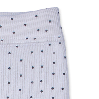 Polka Dot Ribbed Leggings with Lace Trim