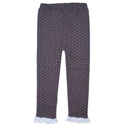 Polka Dot Ribbed Leggings with Lace Trim