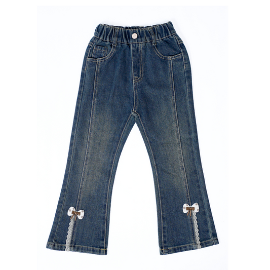 Bow Accent Flared Jeans