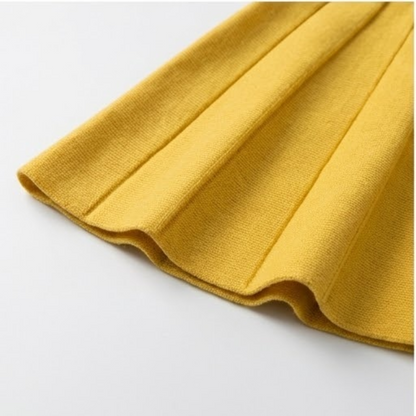Sunflower knit cardigan and skirt set