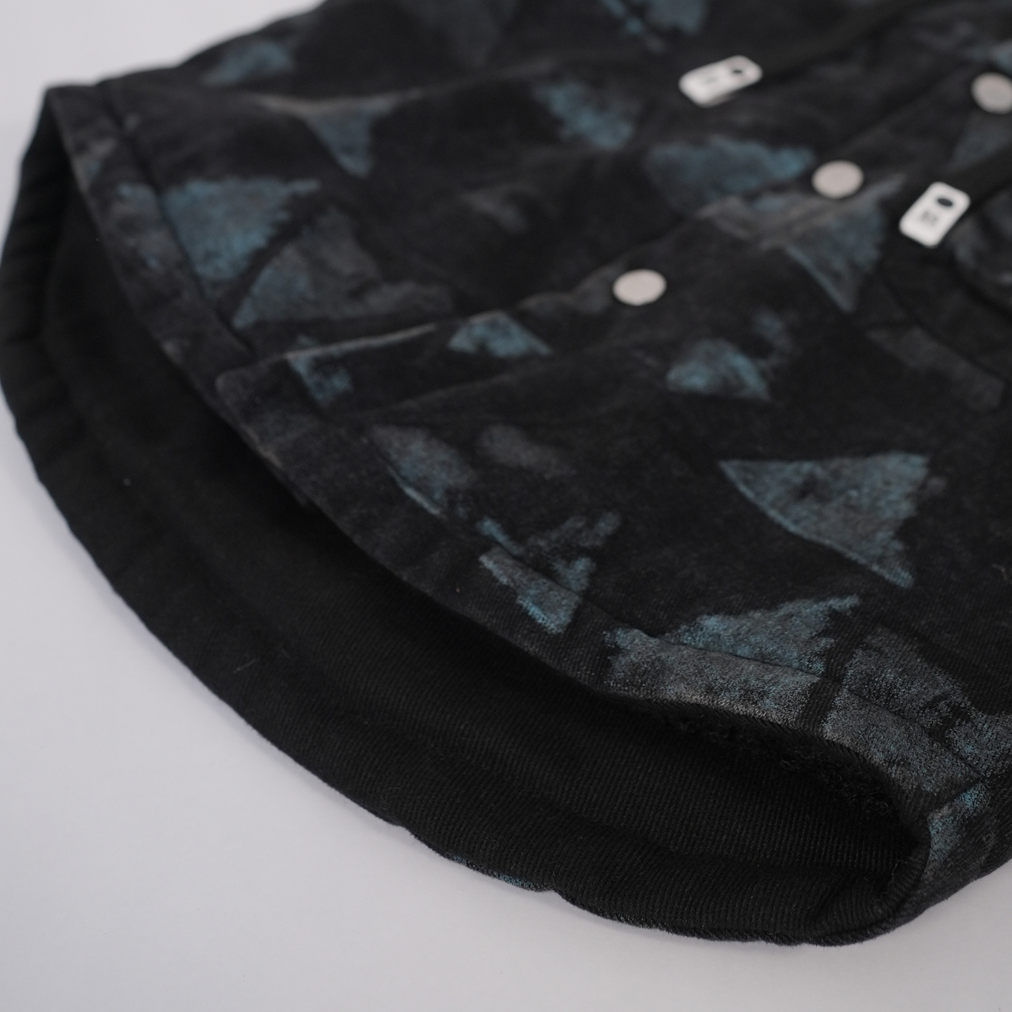 Black jacket with washed blue triangle print