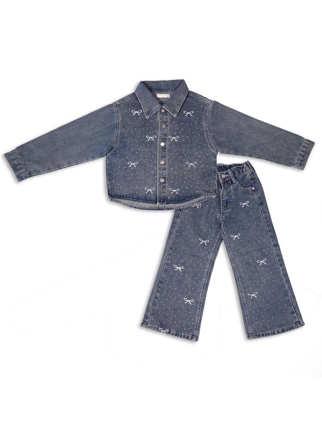 Bow sparkle denim set