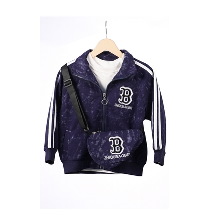 Navy Marble Tracksuit Set with bag