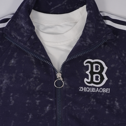 Navy Marble Tracksuit Set with bag