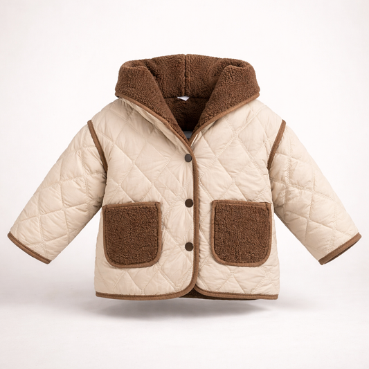 Brown Reversible Quilted Sherpa Jacket