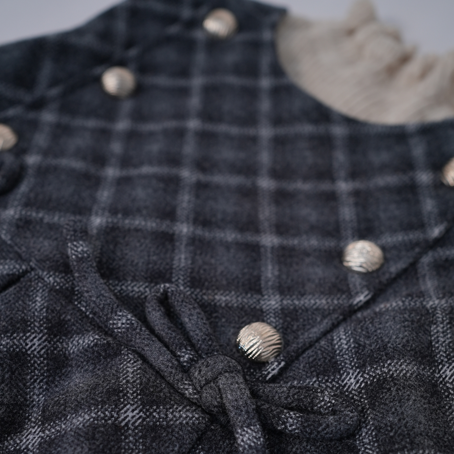 Blue Plaid Jumper Dress with kitty bag