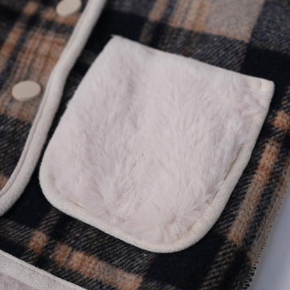Checkered Navy & Beige fur jacket