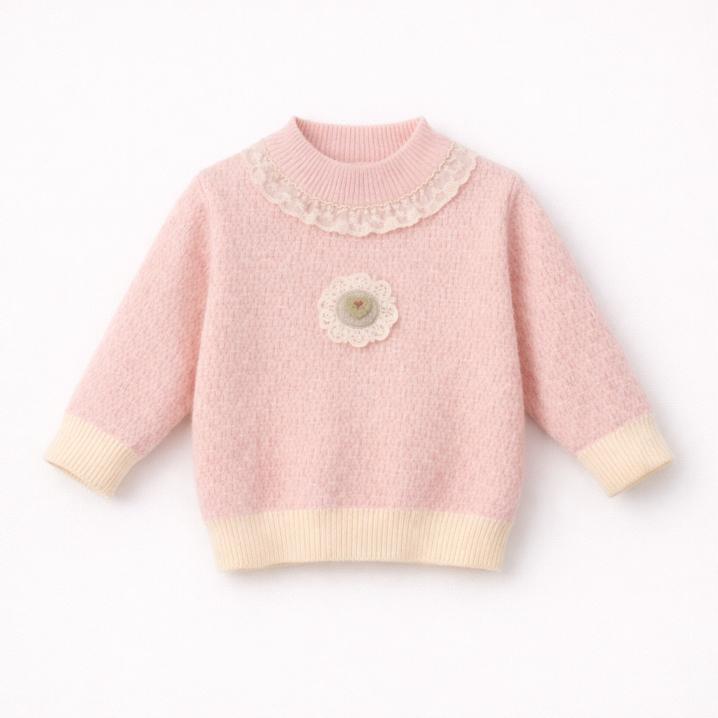 Pink Lace Collar Sweater