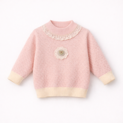 Pink Lace Collar Sweater
