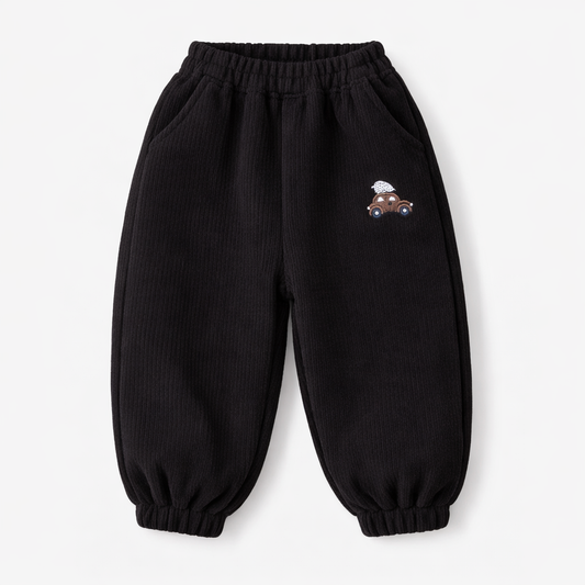 Black Joggers with Car Patch