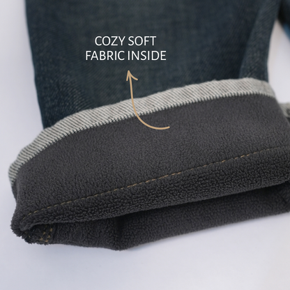 Fur charm denim pants