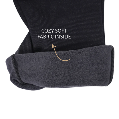 Navy stretch pants with lace & cat embroidery at hem