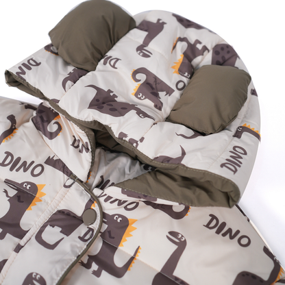 Dinosaur print puffer with 3D LIGHT ears