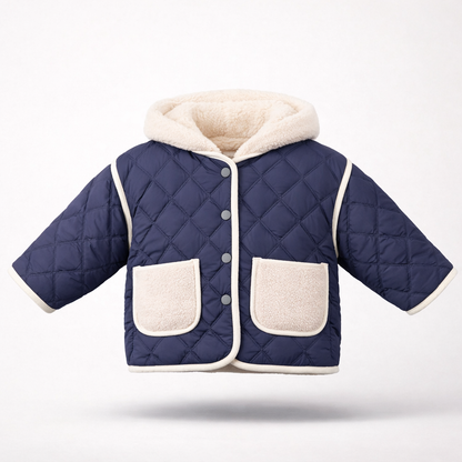 Blue Reversible Quilted Sherpa Jacket