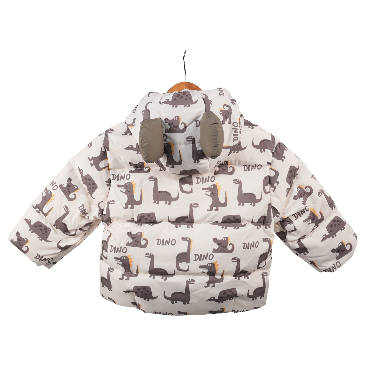 Dinosaur print puffer with 3D LIGHT ears