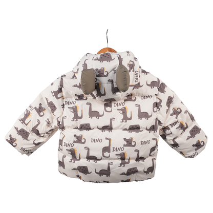 Dinosaur print puffer with 3D LIGHT ears