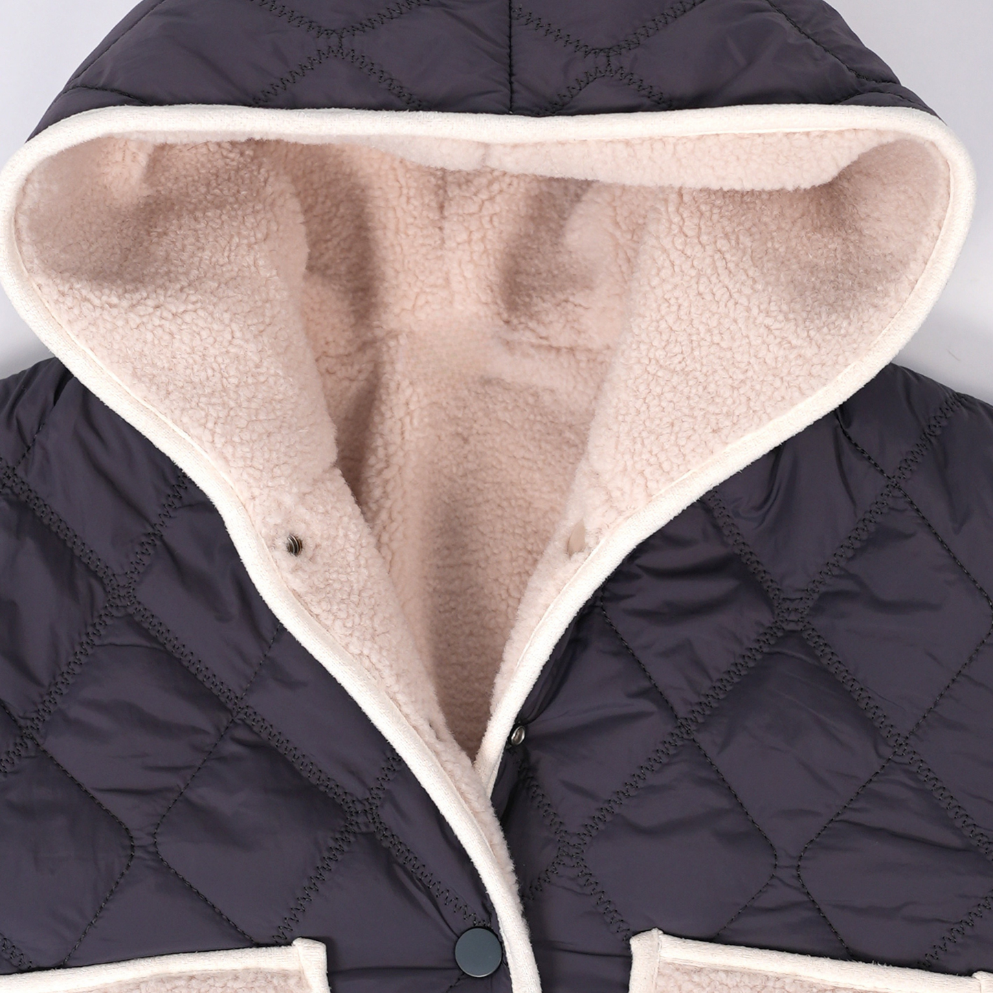 Blue Reversible Quilted Sherpa Jacket