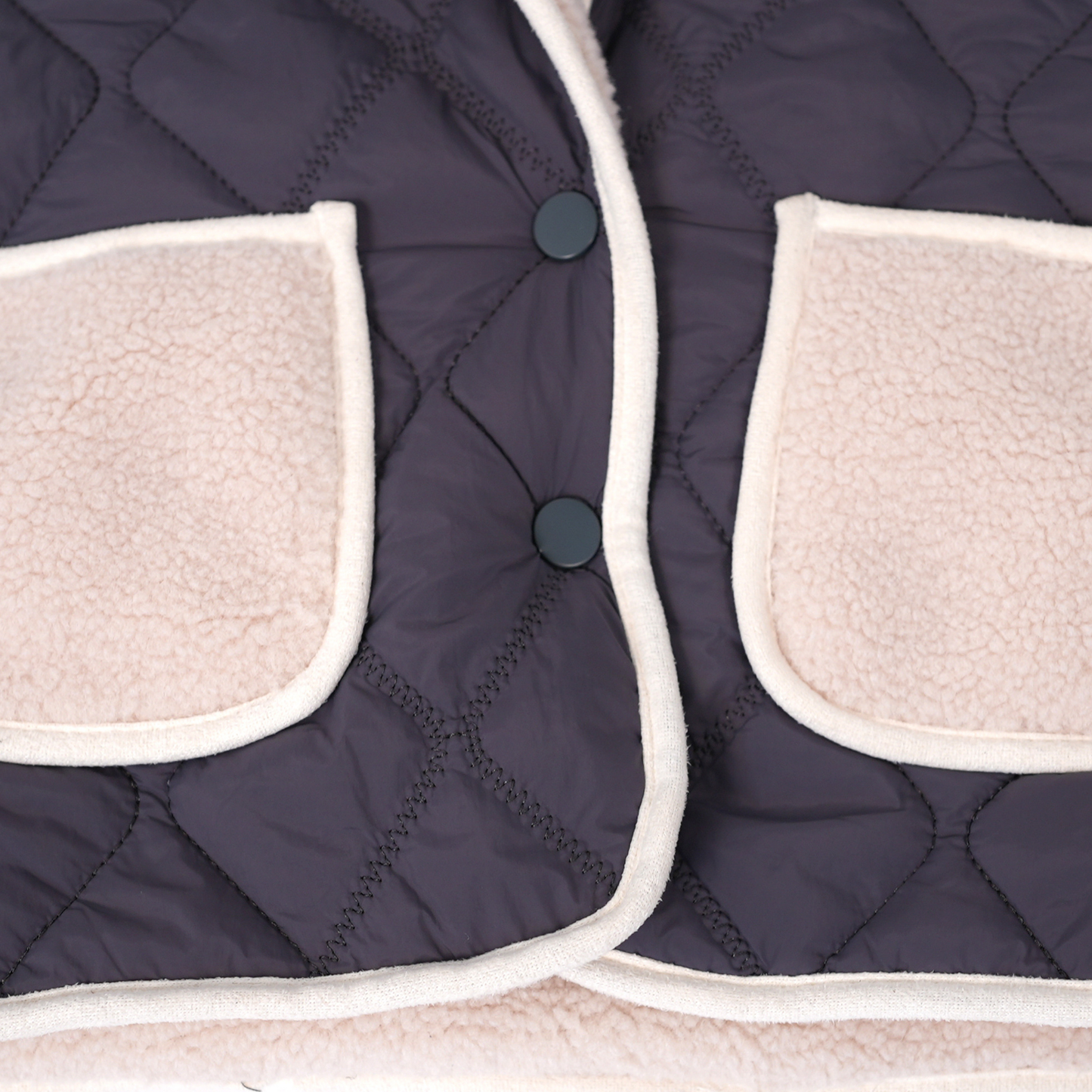 Blue Reversible Quilted Sherpa Jacket