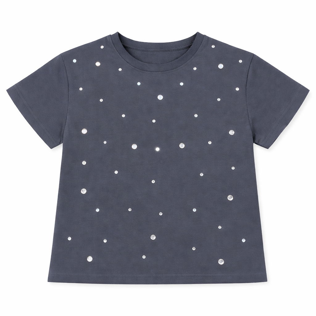 Grey Studded Detail Tee