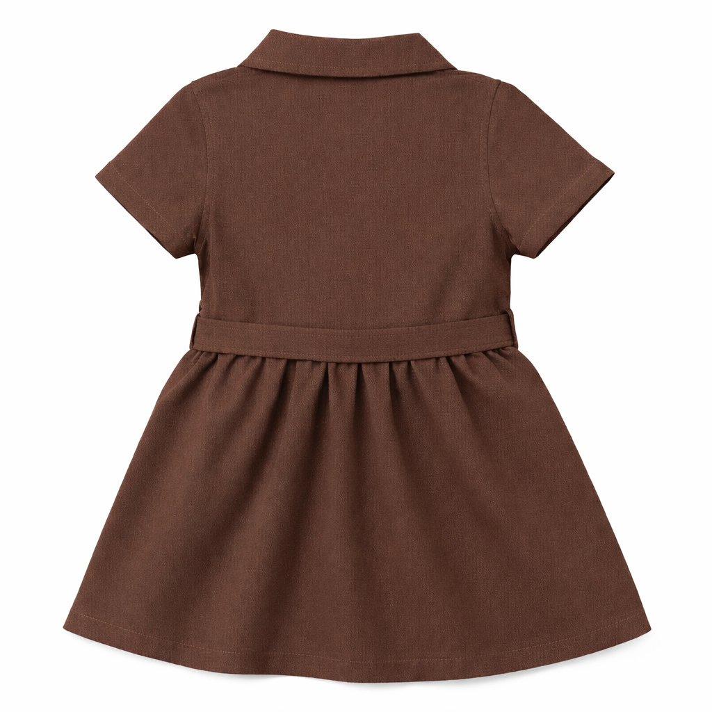 brown Button-Down Belted Dress