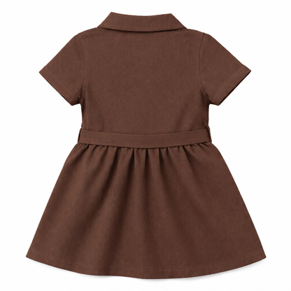 brown Button-Down Belted Dress