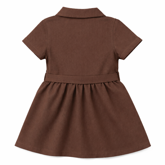 brown Button-Down Belted Dress