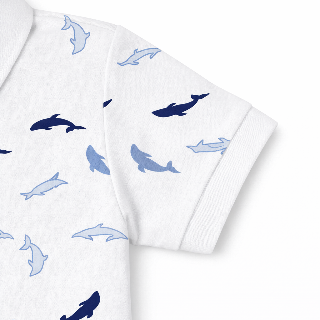 Dolphin Print Polo Tee