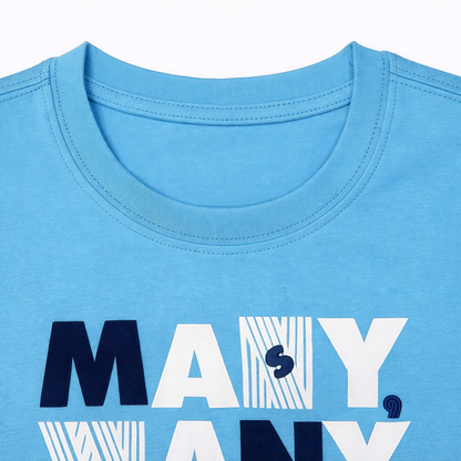 Blue “Many & Many” Graphic T-Shirt