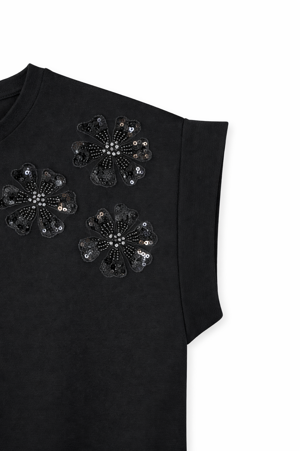 Black Floral Applique Tee