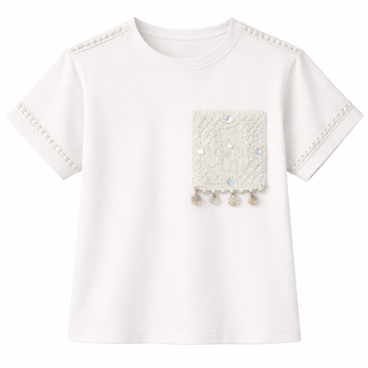 Ivory crochet Charm Pocket Tee