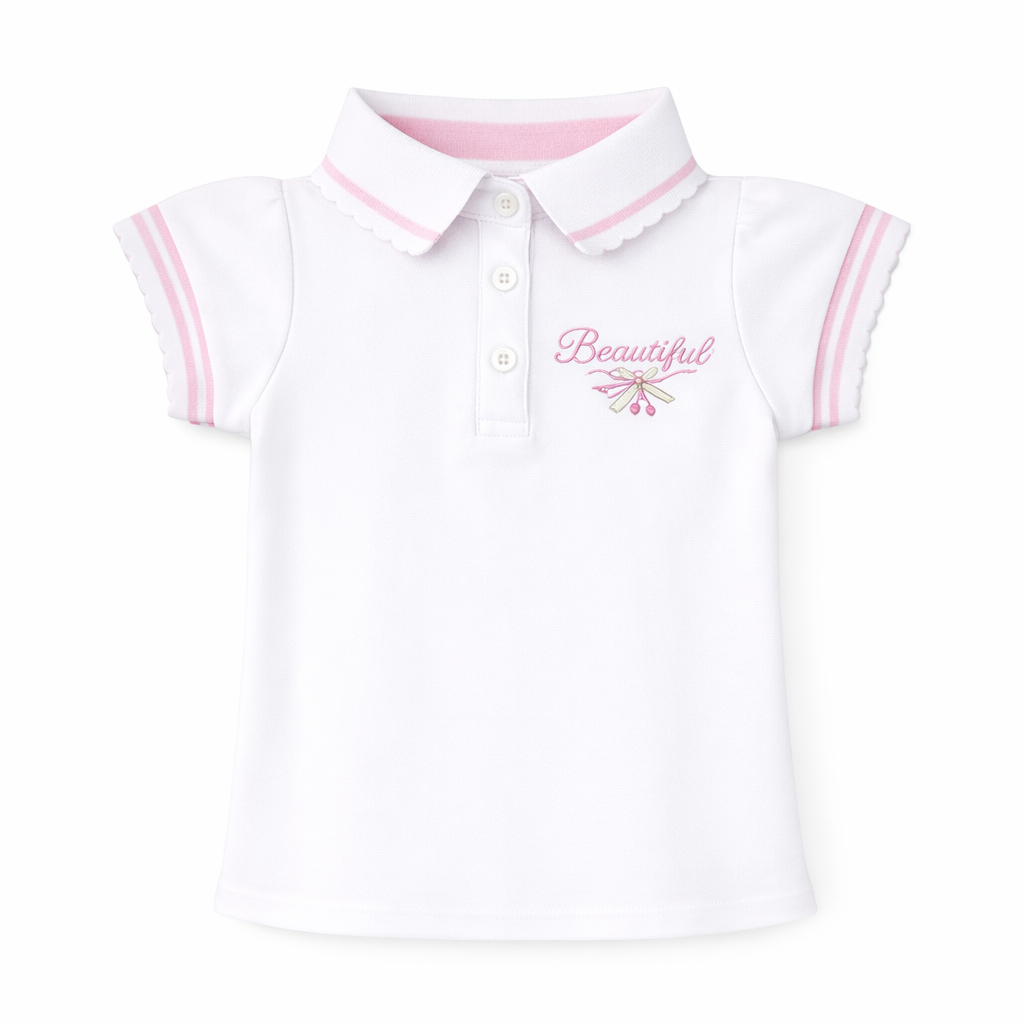 'Beautiful' white polo tee