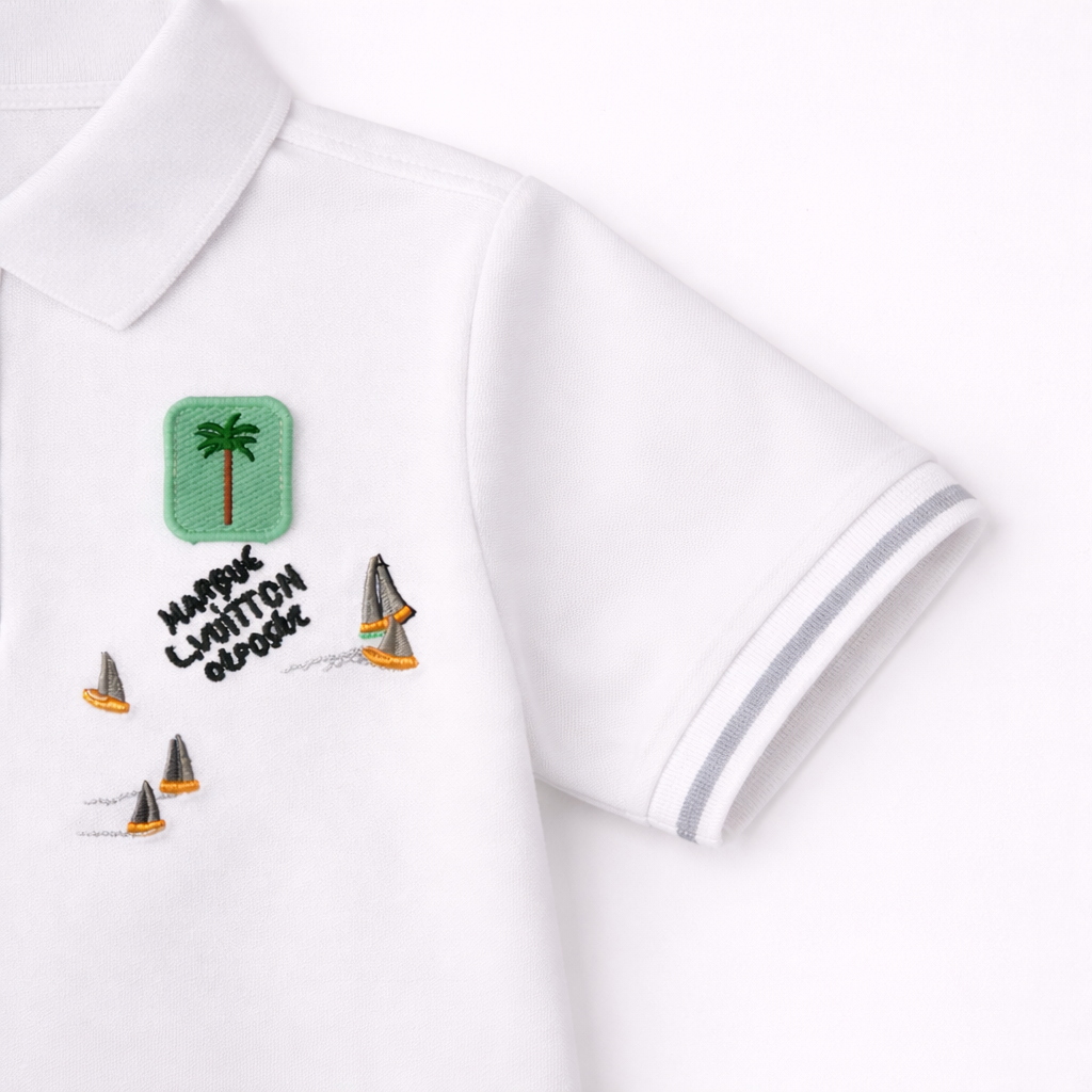 Happy Vacation white Polo Tee