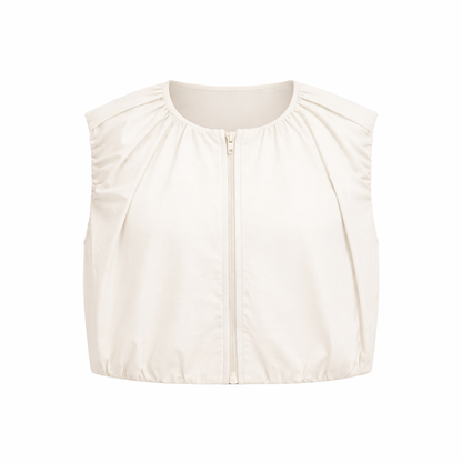 ivory zip crop top
