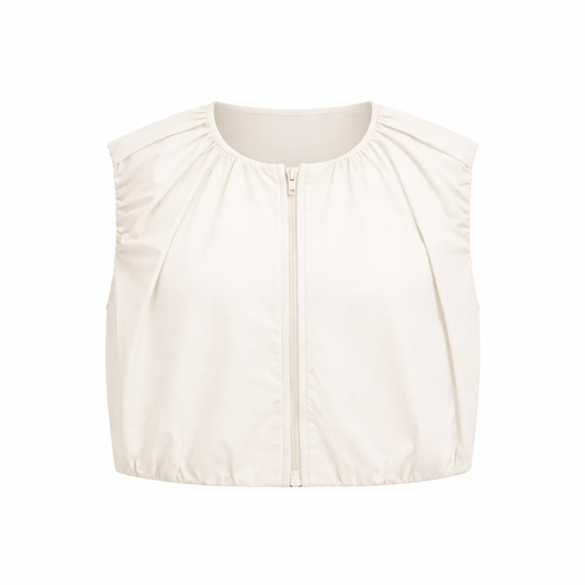 ivory zip crop top