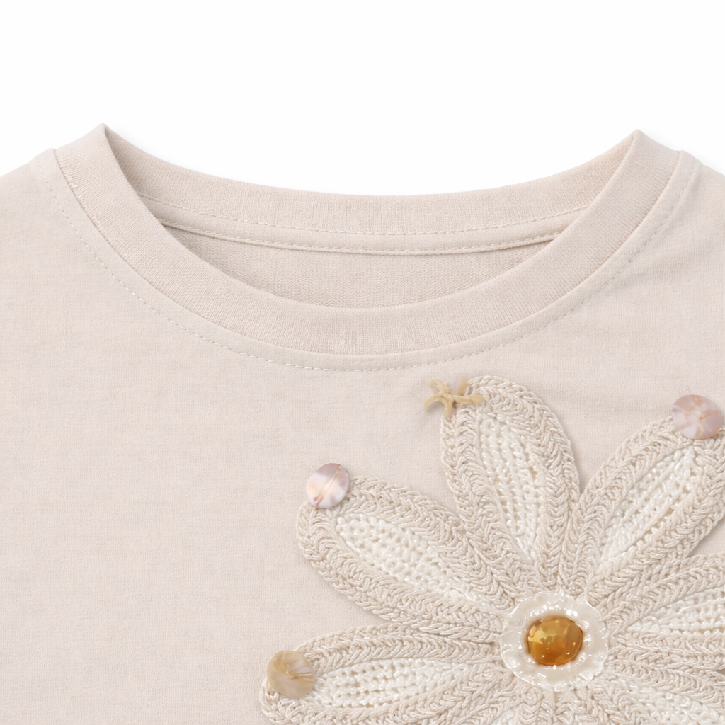 Beige Bloom Appliqué Tee