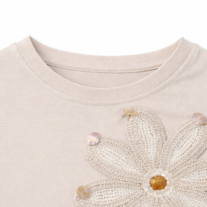 Beige Bloom Appliqué Tee