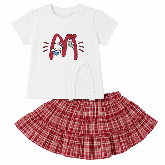 'M' kitty Skirt Set
