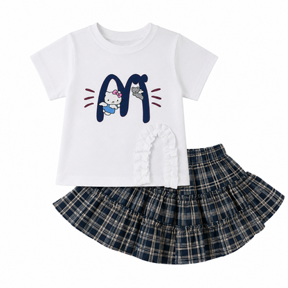 'M' kitty Skirt Set