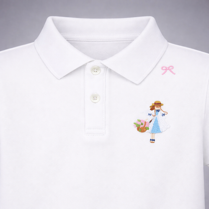 Girl embroidery Polo t-shirt
