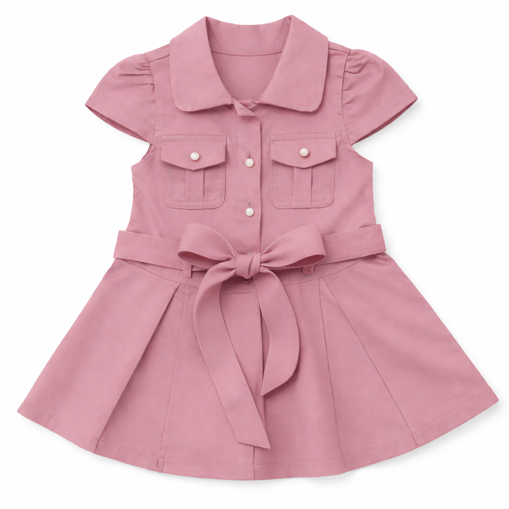 Dusty Rose Utility Bow Dress