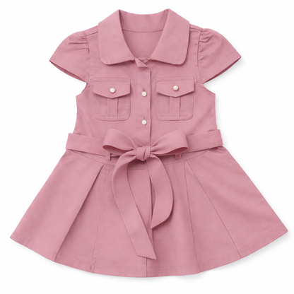 Dusty Rose Utility Bow Dress