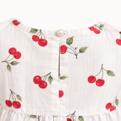 Red Cherry Print Ruffle Top