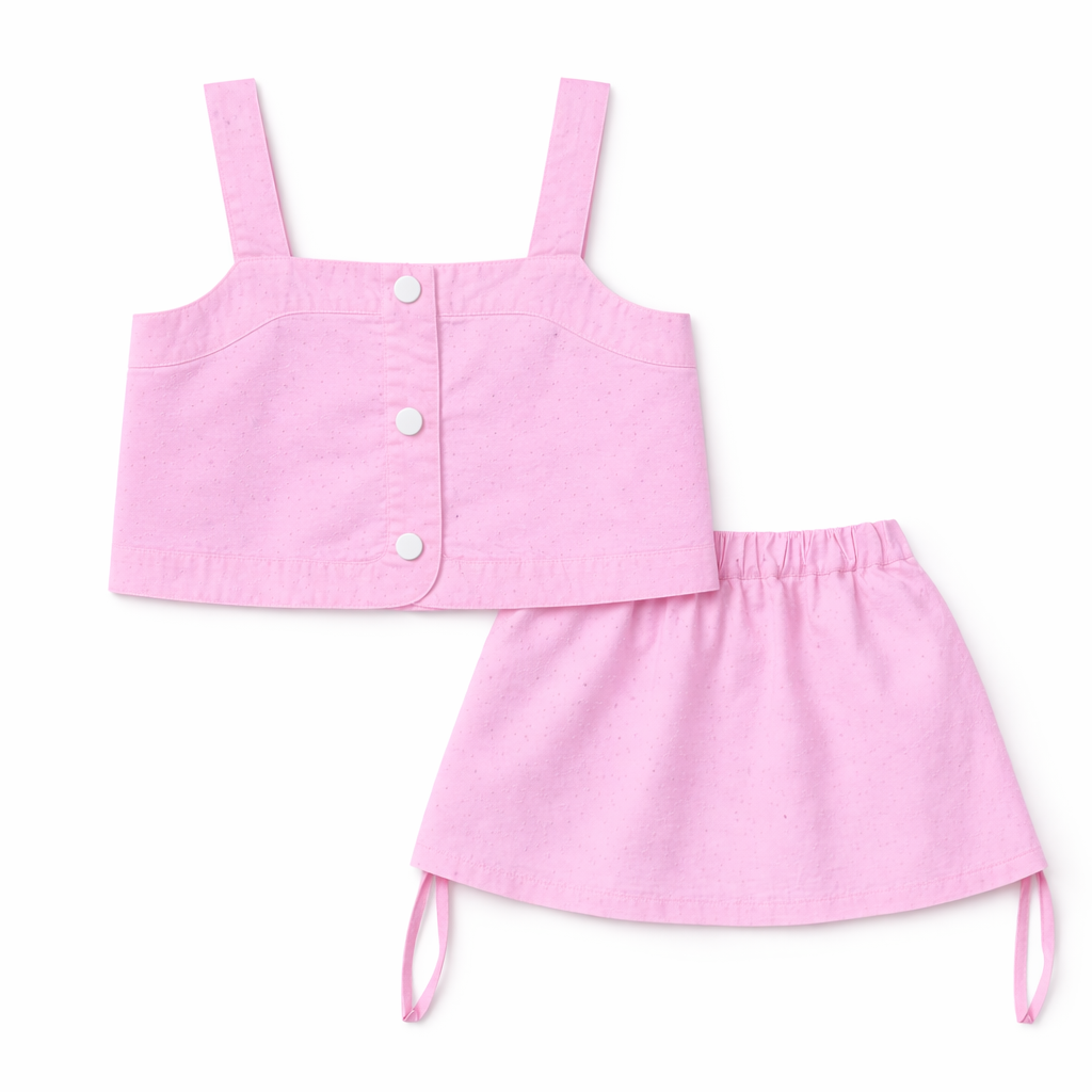 Pink Strap Top & Skirt Set