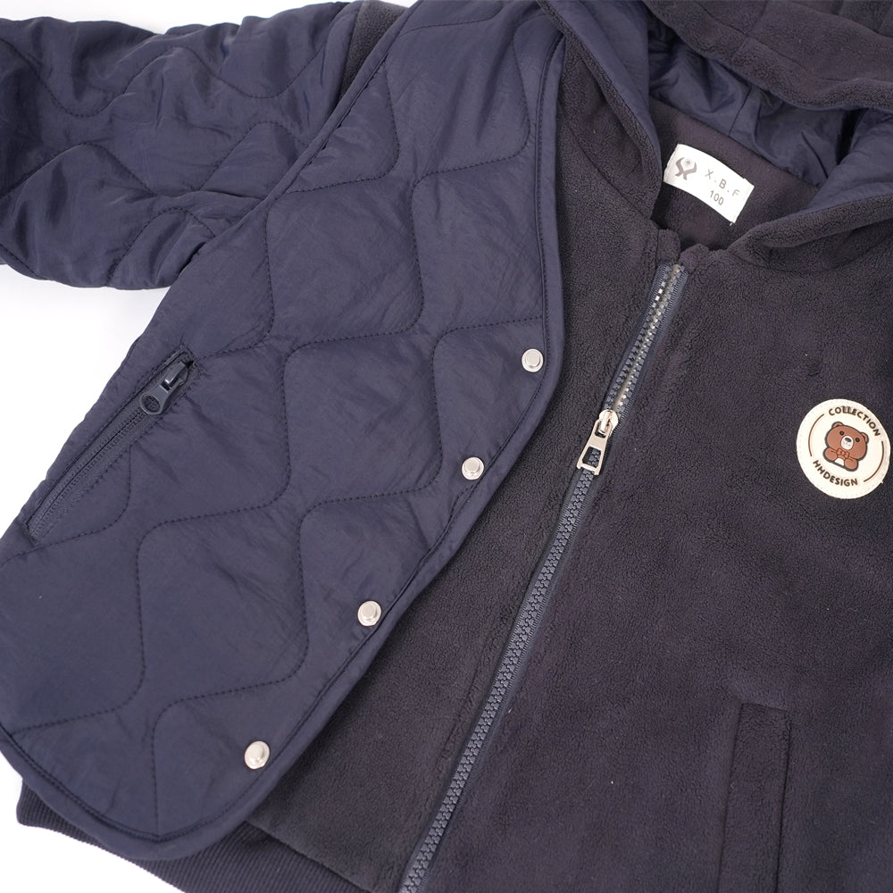 Navy Three-Piece Quilted Set with Bag